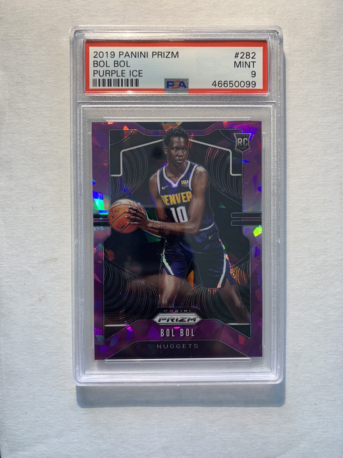2019-20 Panini Prizm Bol Bol Purple Ice Prizms Rookie RC /149 PSA 9 Mint Nuggets