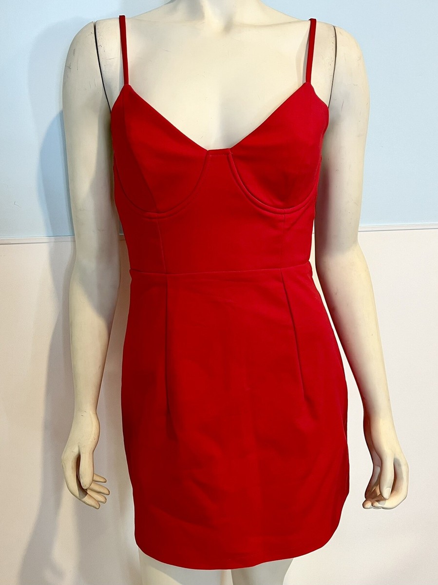 Princess Polly Red V Neck Spaghett Strap Knit BodyCon Dress Size 6 | eBay