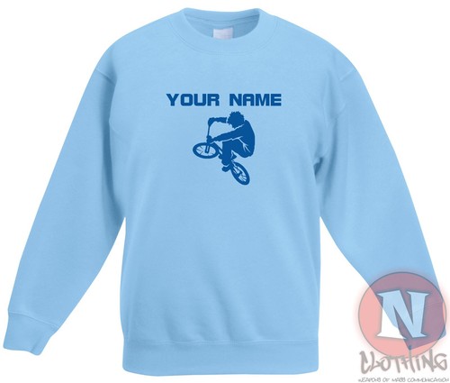 Personalised BMX sweatshirt cycling bikes Children kids - Just add name - Picture 9 of 13