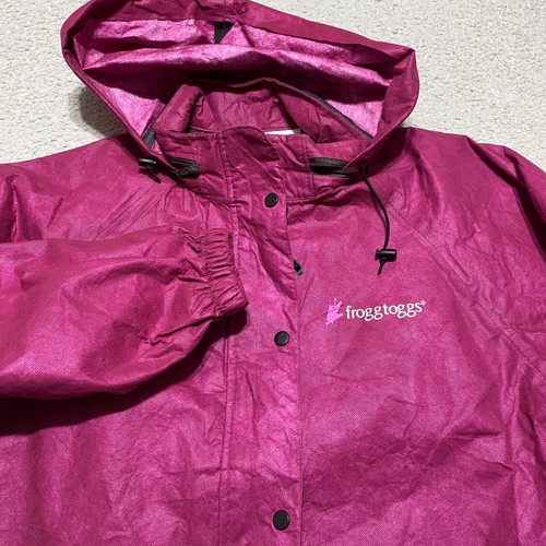 Frogg Toggs Womens XL Jacket Pink Hooded Windbreaker Rain Snap Full Zip Gorp