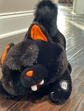 Halloween Plush Dan Dee Collectors Choice Black Cat Orange Sparkle Does not Work
