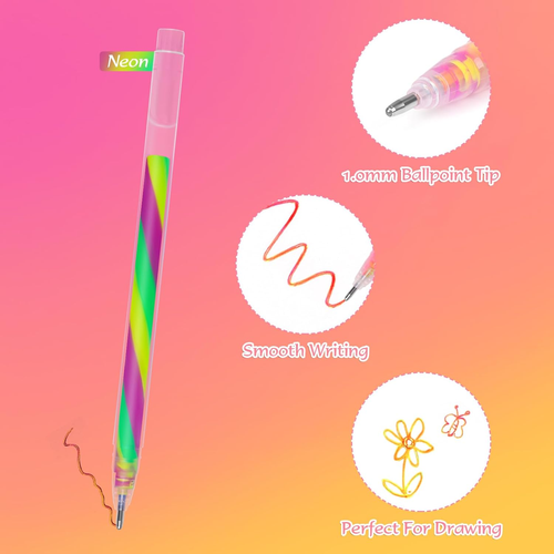 12 Pack Mixing of 3 Colors Rainbow Gel Pens Color Changing Ballpoint Pen Neon Pe - 第 3/6 張圖片