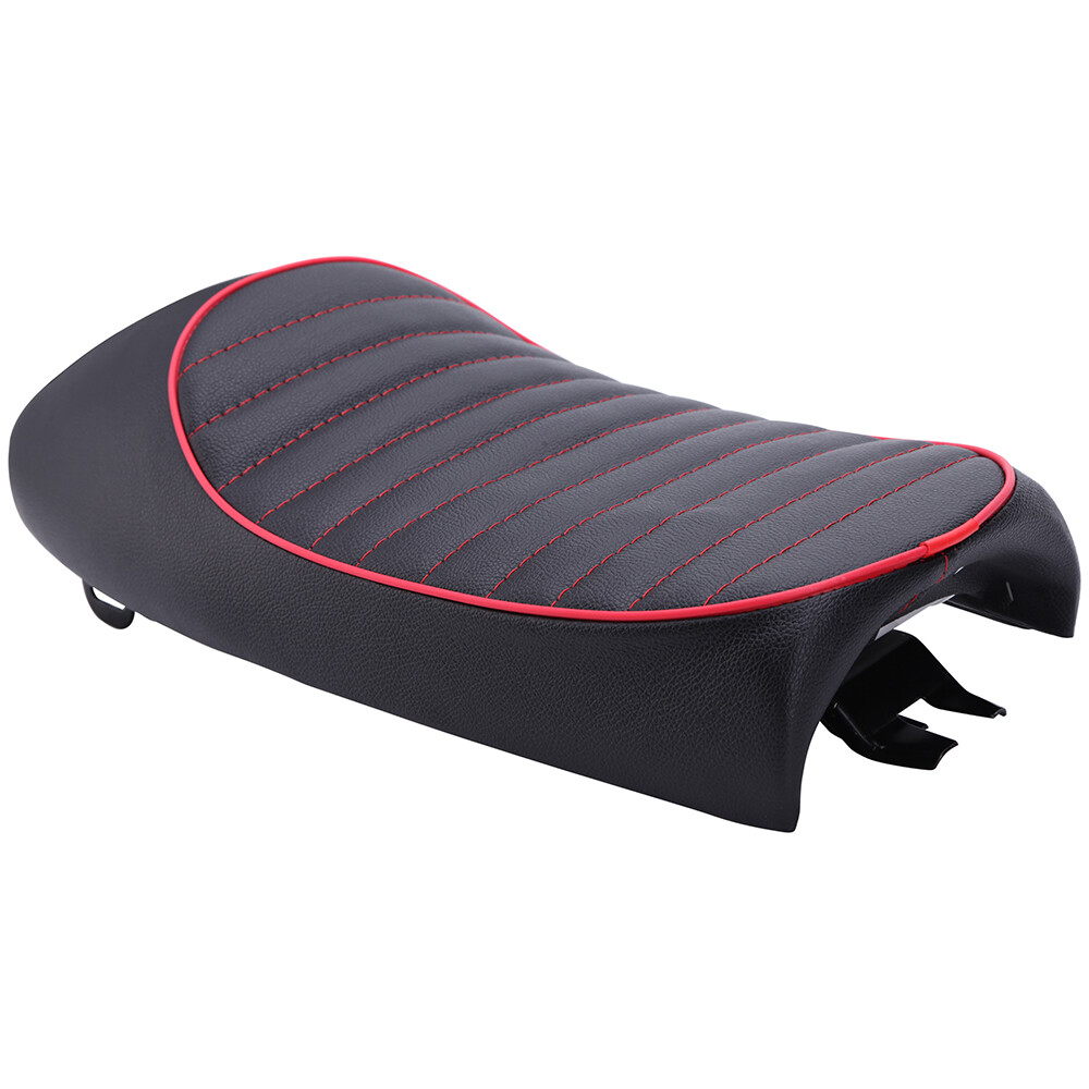 Hump Cafe Racer Saddle Seat Black PU Red-Line For Honda Magna V30