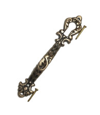 Ornate Antique Brass Door Pull Handle With Key Hole Bookcase Curio Cabinet 3.5