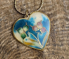 Enamel and Gold Tone Metal Flower Pendant Necklace