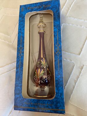 Perfume/Oil/Tears Bottle Blown Glass Unopened In Original Box Painted/18kt Gold