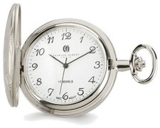 Charles Hubert Chrome Finish Brass Basketweave Pocket Watch XWA3361