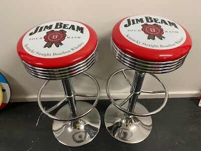 JIM BEAM BOURBON PREMIUM BAR STOOL X 2 ADJUSTABLE HEIGHT WHISKEY JACK JOHNNIE