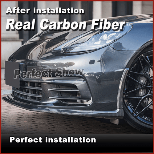 For Porsche Panamera 971 2017-2019 REAL CARBON Front Bumper Lip Splitter Spoiler - Picture 4 of 12
