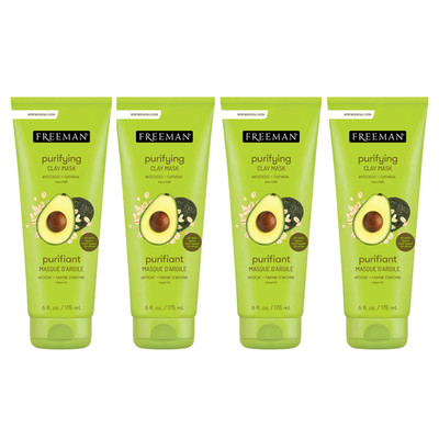 4x Freeman Avocado Oatmeal Clay Mask 175ml Deep Clean Purif Refresh Balanced
