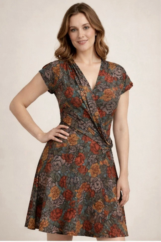 sachin and babi light blue dress R.Vivimos Women's 3/4 Sleeve Square Neck Midi Dress Boho Casual Floral  Print Empire Waist