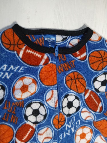 Highland Outfitters Youth Kids Size 7 One Piece Zip Sports Footie Pajamas - Picture 2 of 20