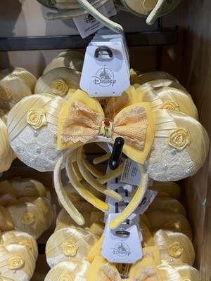 2026 Disney Parks Beauty & the Beast Belle Minnie Mouse Ears Pearl Rose Headband