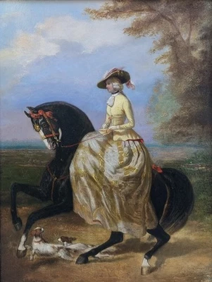 Peinture romantique Portrait équestre Amazone Français 19e Alfred De DREUX - Photo 1/4