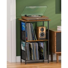 Vinyl Record Player Stand 200 Albums Solid Wood Turntable Table Space-Saving