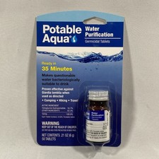 Potable Aqua Water Purification, Water Treatment Tablets - 50 count Bottle