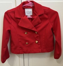 Janie and Jack Red Double Breasted Blazer Baby Girls 18-24M Gold Buttons