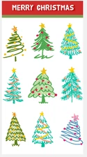 Christmas Tree Sketch Holiday Vinyl Sticker Sheet Set Scrapbooking Journal Decor