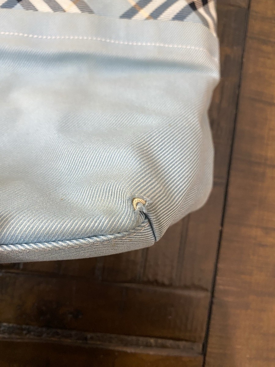 Vintage Burberry Blue Label Blue Nova Check Buckle Detail Tote Bag