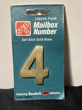STEP 2 Lifetime Finish Self-Stick 2 1/4" Solid Brass Mailbox Number 4