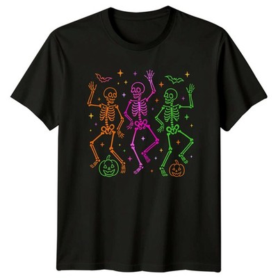 Tanzende Skelette Halloween Urlaub Herren T-Shirt Damen Tee Grafik Oberteil