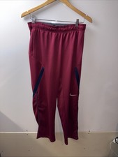 NIKE THERMA-FIT DRAWSTRING JOGGING PANTS RED GRAY MENS Small Zipper Pockets