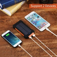 30000mAh Solar Power Bank Portable Charger USB LCD External Battery For Phone