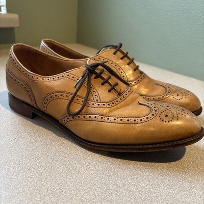 Joseph Cheaney & Sons Tan Camel Wingtip  Leather Size 7 Vibram Sole England