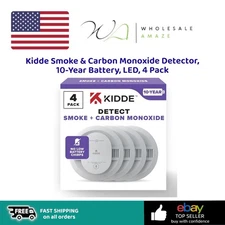 Kidde Smoke & Carbon Monoxide Detector, 10-Year Battery, LED, 4 Pack