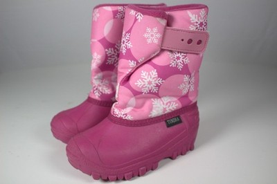 Tundra Teddy Girls US 10 Pink Snow Boots Snowflakes Print Winter Waterproof