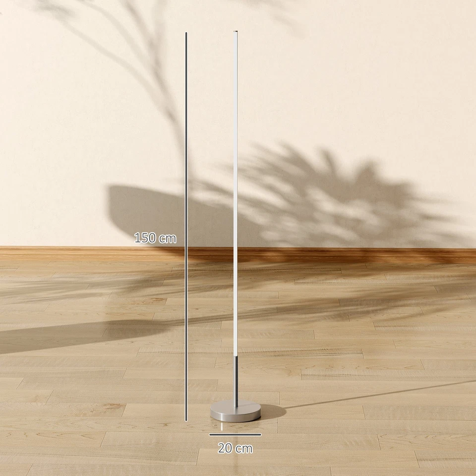 HOMCOM Lampada da Terra LED Regolabile con Telecomando Alta 150cm Argento - Immagine 4 di 4