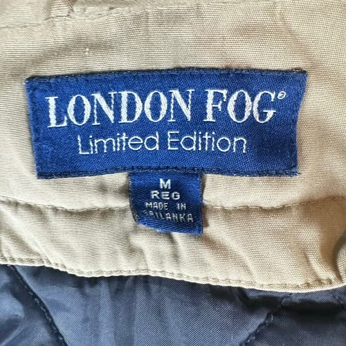 London Fog Men's Slate Blue Gray Hooded Coat Quilted Lining M EUC image 7