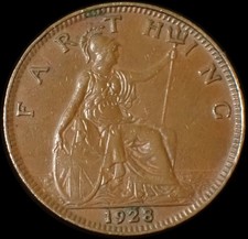 UK Farthing 1928 George V Bronze Coin WCA 716