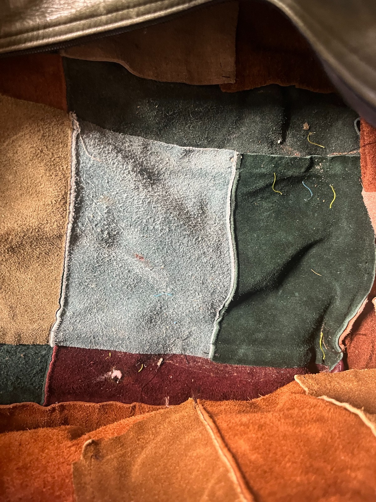 Vintage LEATHER PATCHWORK Large Shoulder Crossbod… - image 19