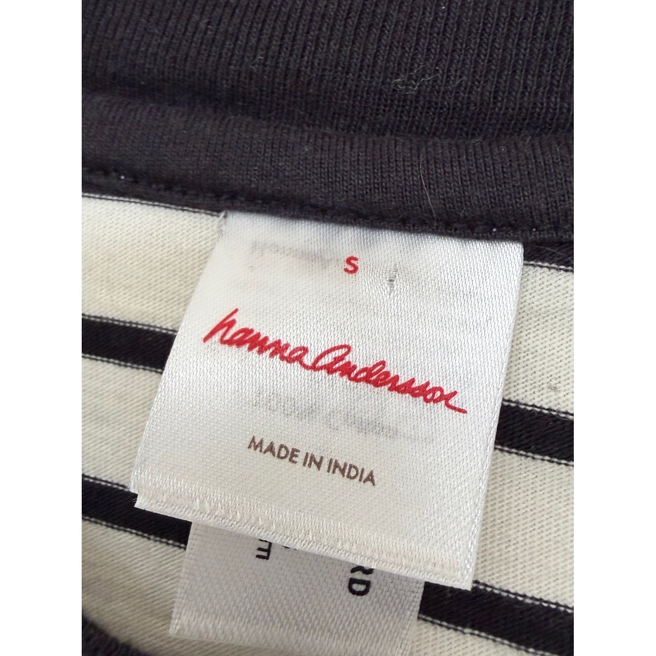 HANNA ANDERSSON black & white striped long sleeve tee embroidered heart / size S image 5