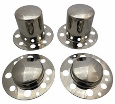 2 Front 2 Rear 4.9 Shaft Base Diameter Dually Wheel Center Cap Set 8 Lug Alcoa