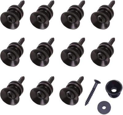 12Pcs Guitar Strap Locks Set, Metal Buttons Lock, Black 