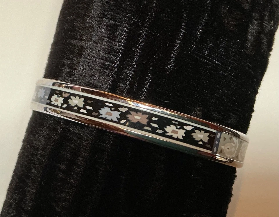 Brazalete Esmalte HERMES PM 65 Brazalete Estrecho Paladio Negro, Gris, Plata Foto 3 de 4