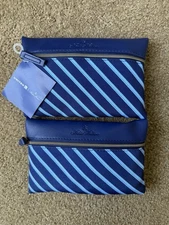 Two United Airlines x Brooks Brothers Travel Amenity Cases Pouches Blue Kit