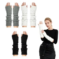3 Pairs Arm Warmers, Mitten Gloves Arm Fingerless Sleeves with Thumb Hole, 