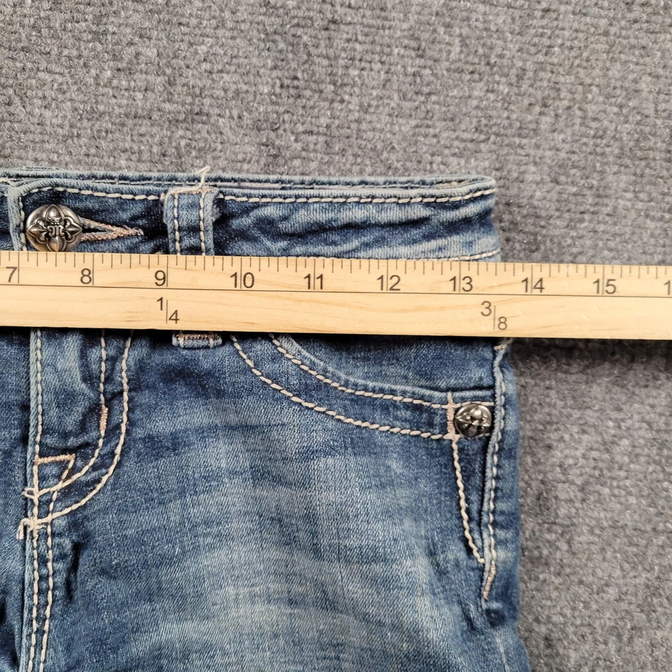 Pantalones Cortos Miss Me Niñas 14 Azul Denim Bordado Adornado Bolsillos Traseros JK5694H2 Foto 4 de 4