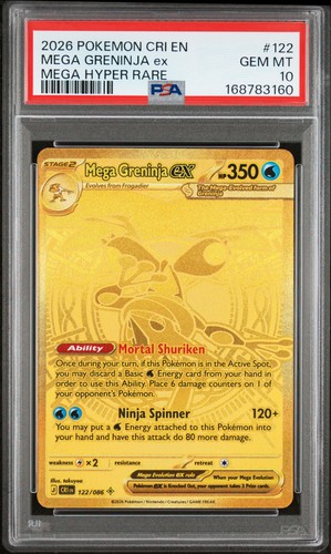 2026 POKEMON CRI EN-CHAOS RISING MEGA HYPER RARE #122 MEGA GRENINJA EX PSA 10
