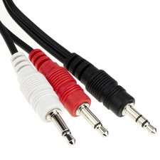Stereo  Audio Splitter Cable  Jack Plug to Twin Mono Red & White 3.5mm Plugs 3m