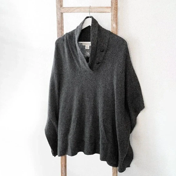 NWT Lovestitch Angora Blend Poncho Sweater | Charcoal Gray | Oversized Cozy Fit