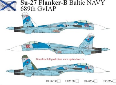 1:72 Decal Suchoi Su-27 Flanker-B Russian Baltic Navy - UpRise UR72236