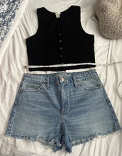 Menge 2 Bozzolo schwarz Tank und Universal Faden abgeschnitten Denim Shorts Größe 8/29R