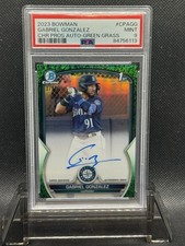 2023 Bowman Chrome Gabriel Gonzalez Green Grass Auto /99, PSA 9