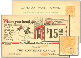 CANADA 1¢ 7mm ADMIRAL WILLARD 1927 CRANBROOK P50