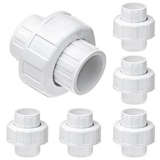 QWORK 3/4" PVC Union Coupling Pipe Fittings, 6 Pack Female 3/4 inch, White