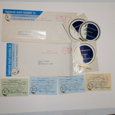 LOT 1970s EAA Experimental Aircraft Association Membership Card Sticker Corrigan